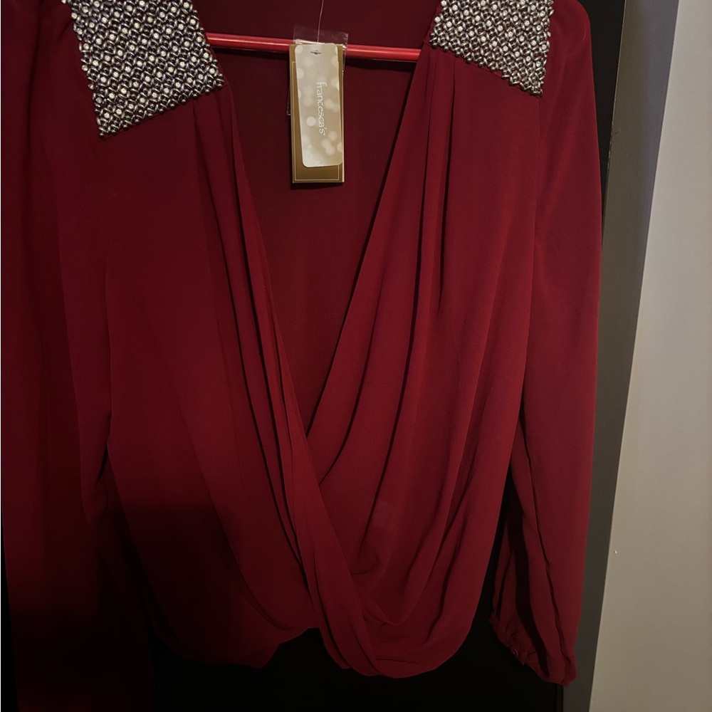Francesca's Collections Burgundy Blouse